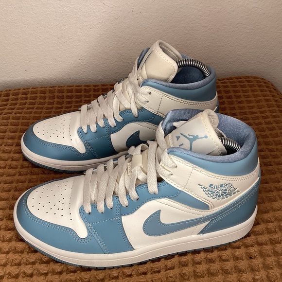 Jordan Shoes - Air Jordan 1 Mid Women’s Size 7 Sneakers BQ6472-141 University Blue White Shoes